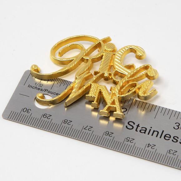 Vintage Large Gold Tone Plated NINA RICCI PARIS Pin Brooch French Designer - Picture 7 of 8